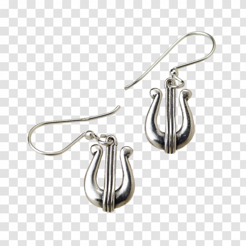 Earring Israel Silver Harp - Jewish Ceremonial Art - Side Transparent PNG