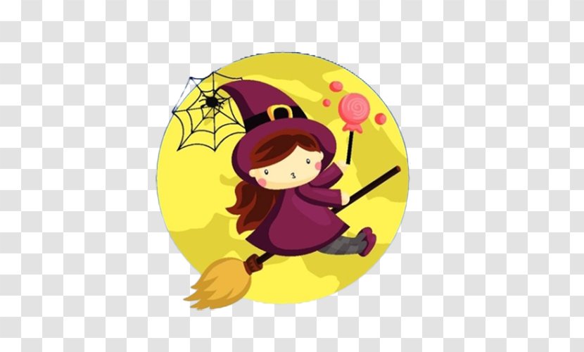 The Little Witch Riding A Magic Broom On Cartoon - Clip Art - Stock Photography Transparent PNG