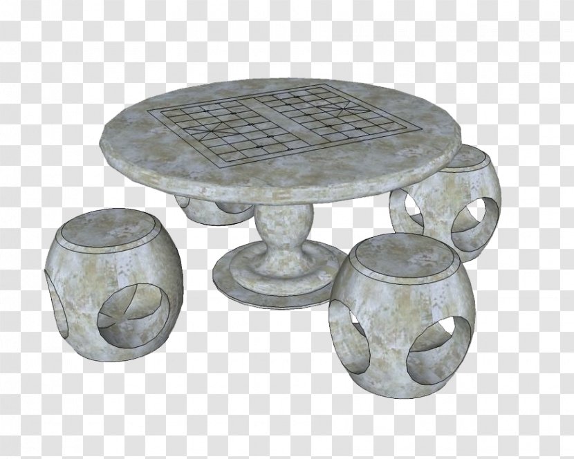 Table Chair Furniture - Silver - Ancient Stone Chess Tables And Chairs Transparent PNG