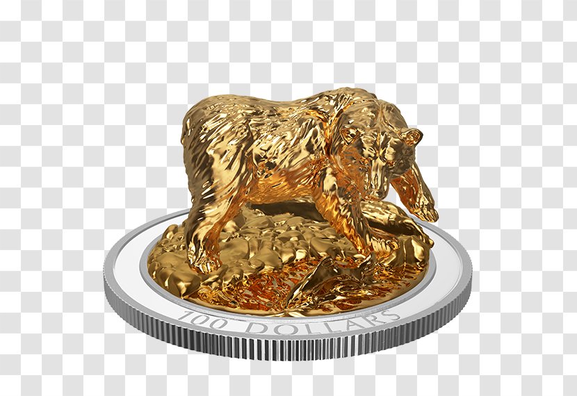 Canada Grizzly Bear Silver Coin - Gold - Luxury Three-dimensional Frame Transparent PNG