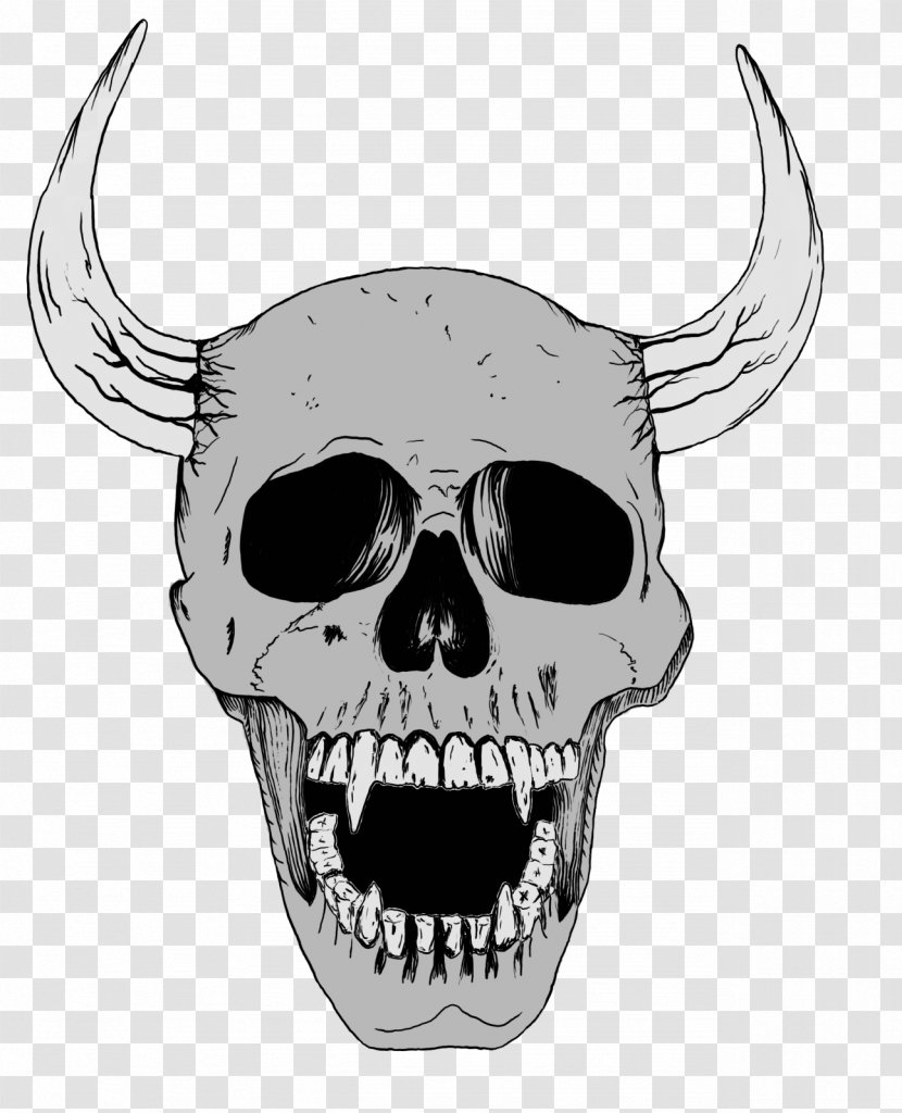 Cattle Skull Illustration Jaw Character - Horn - Pig Drawing Transparent PNG
