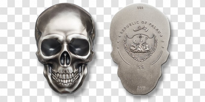 Silver Coin Skull Metal - Mint - Both Side Transparent PNG