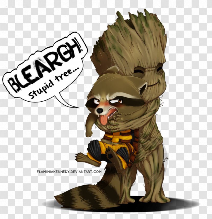 Rocket Raccoon Groot Character Hug - Fictional Transparent PNG
