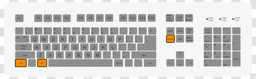 Computer Keyboard Control-Alt-Delete Delete Key Control Shortcut Transparent PNG