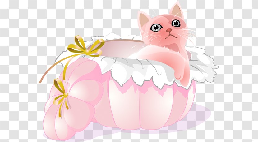 Pink Cat Kitten - Creative Cartoon Transparent PNG