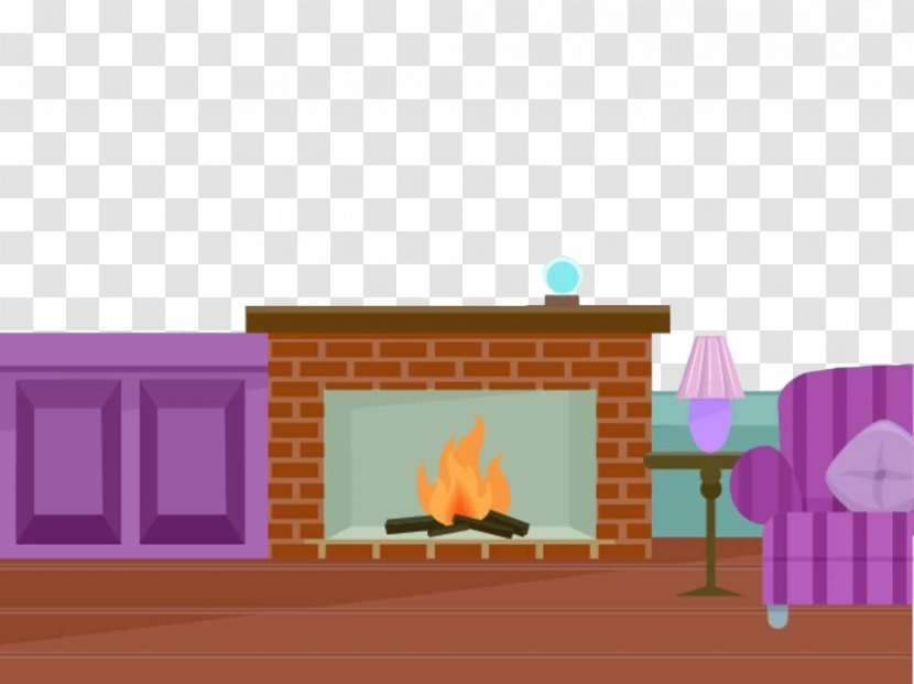 Fireplace Drawing Living Room Clip Art - Hand Painted Flat Transparent PNG