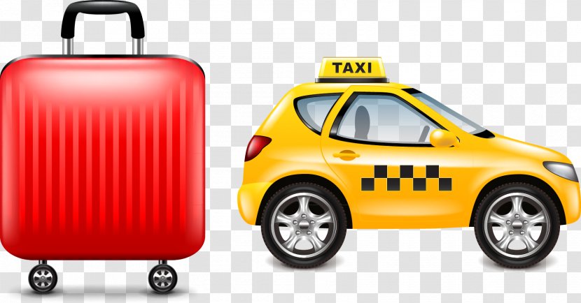 Taxi Cartoon Illustration - Can Stock Photo - Suitcase Vector Elements Transparent PNG