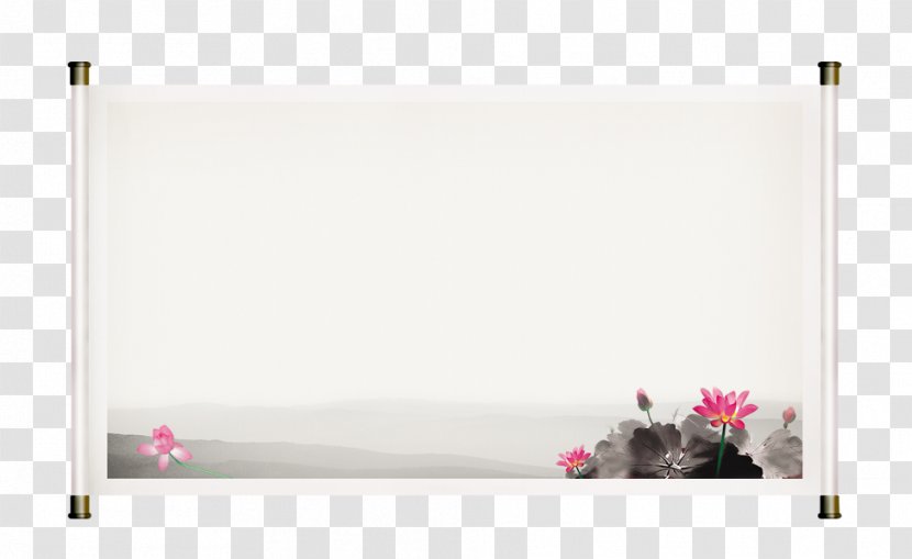 Scroll - Whiteboard - Chinese Style Lotus Reel Transparent PNG