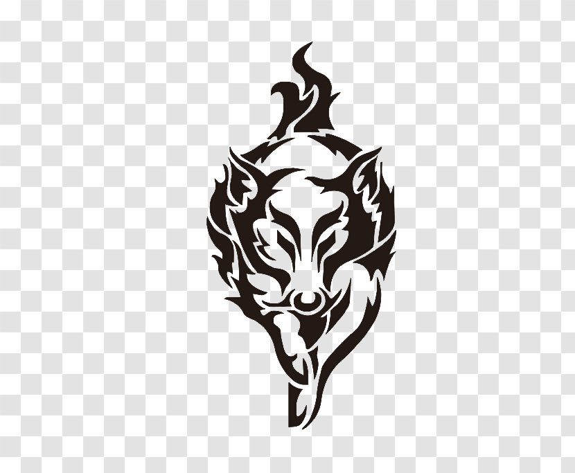 Car Sticker Decal Fox Racing Hood - Black And White - Wolf Transparent PNG