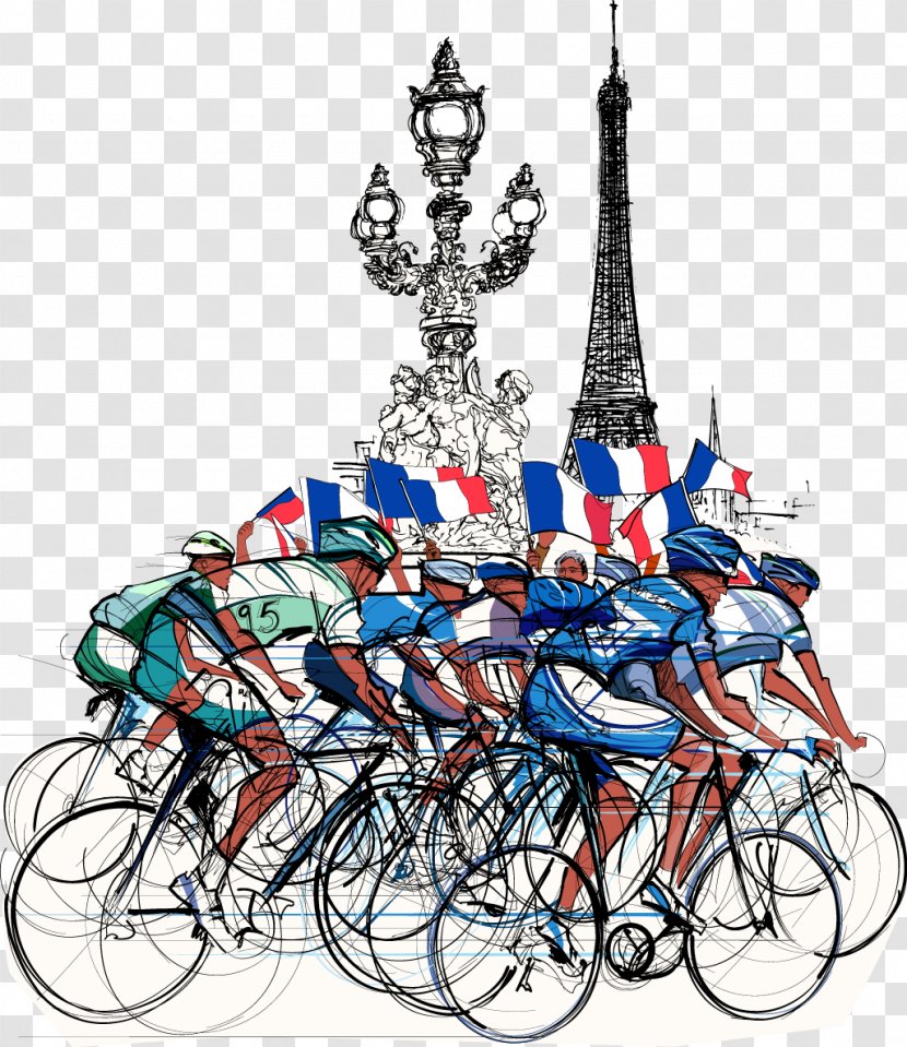 Eiffel Tower 2017 Tour De France 2014 2003 Cycling - Shutterstock - Bike Hand Drawing Transparent PNG