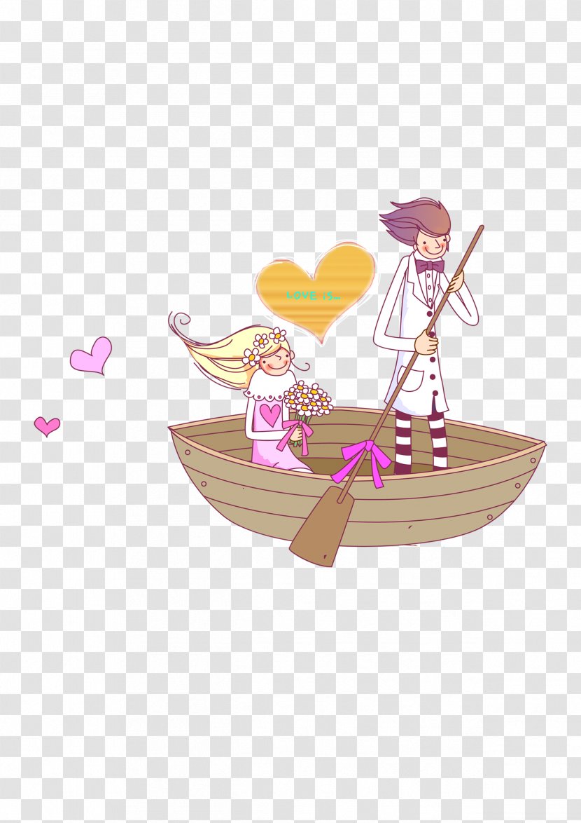 Drawing Festival - Gratis - Cartoon Couple Rowing Transparent PNG