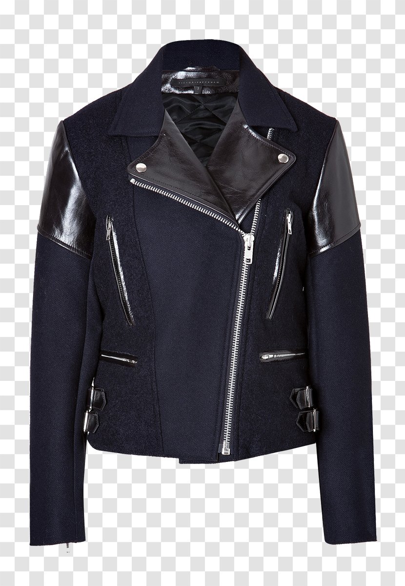 Leather Jacket Coat Zipper Clothing - Black Transparent PNG