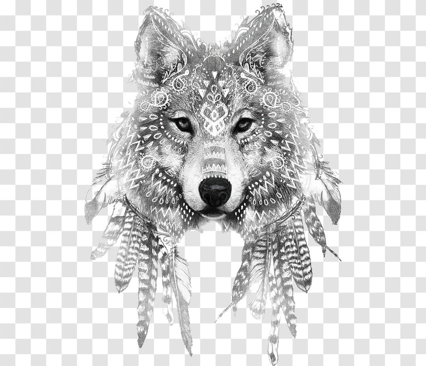 Gray Wolf Tattoo Ink Drawing Sleeve - Shading Transparent PNG