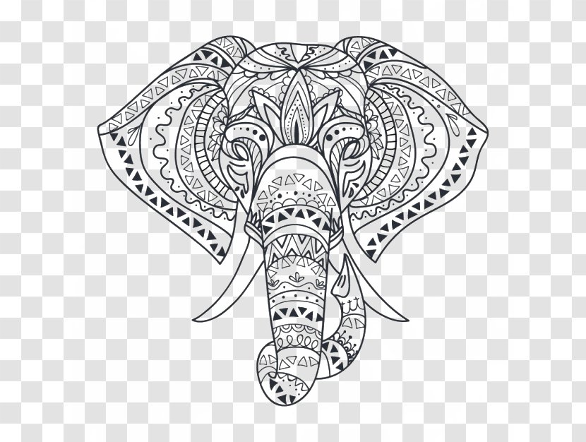 Wall Decal Elephant Drawing - Mammal - Style Black And White Line Of An Philippines Transparent PNG