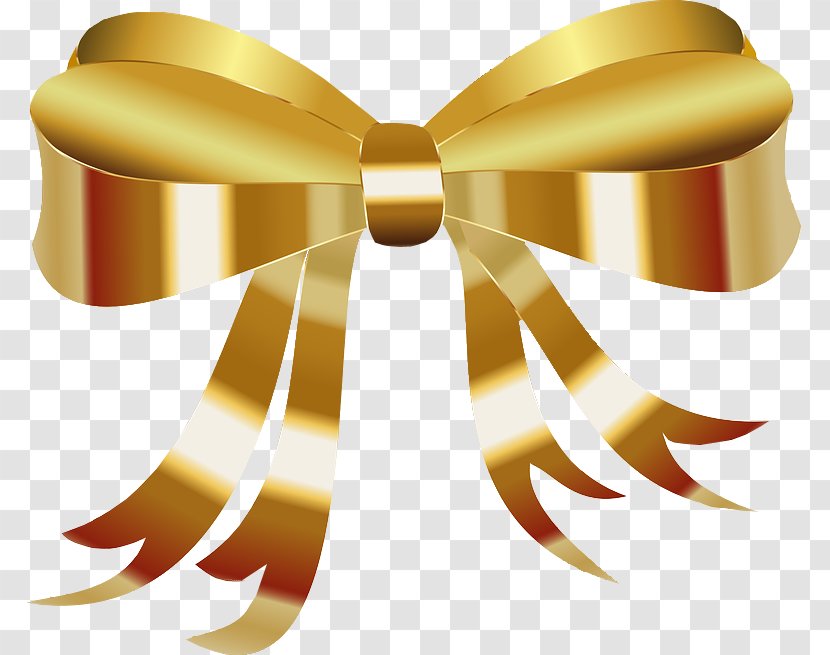 Ribbon Gold Clip Art - Bow Transparent PNG