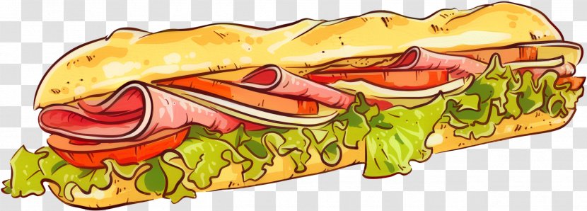 Junk Food Cartoon - Submarine Sandwich Painting Transparent PNG
