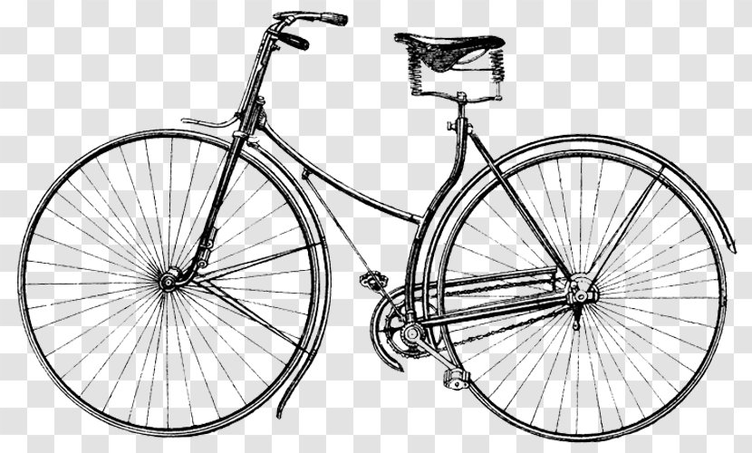 Bicycle Cycling Drawing Clip Art - Monochrome - Vintage Cyclist Transparent PNG