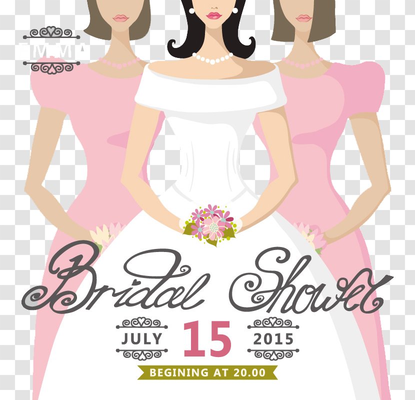 Wedding Invitation Bride Bridal Shower - Heart - Cartoon Poster Vector Material Transparent PNG