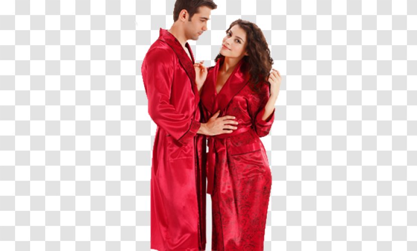 Bathrobe Nightgown Nightwear Dress - Cartoon - Red Satin Transparent PNG