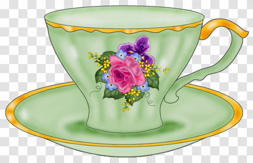 Tableware Teacup Saucer Coffee Cup Clip Art - Flower - Tea Time Transparent PNG