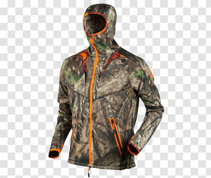 Harkila Moose Hunter Fleece Jacket MossyOak Break-Up Country /MossyOak OrangeBlaze Polar Coat - Sleeve - Mossy Oak With Hood Transparent PNG