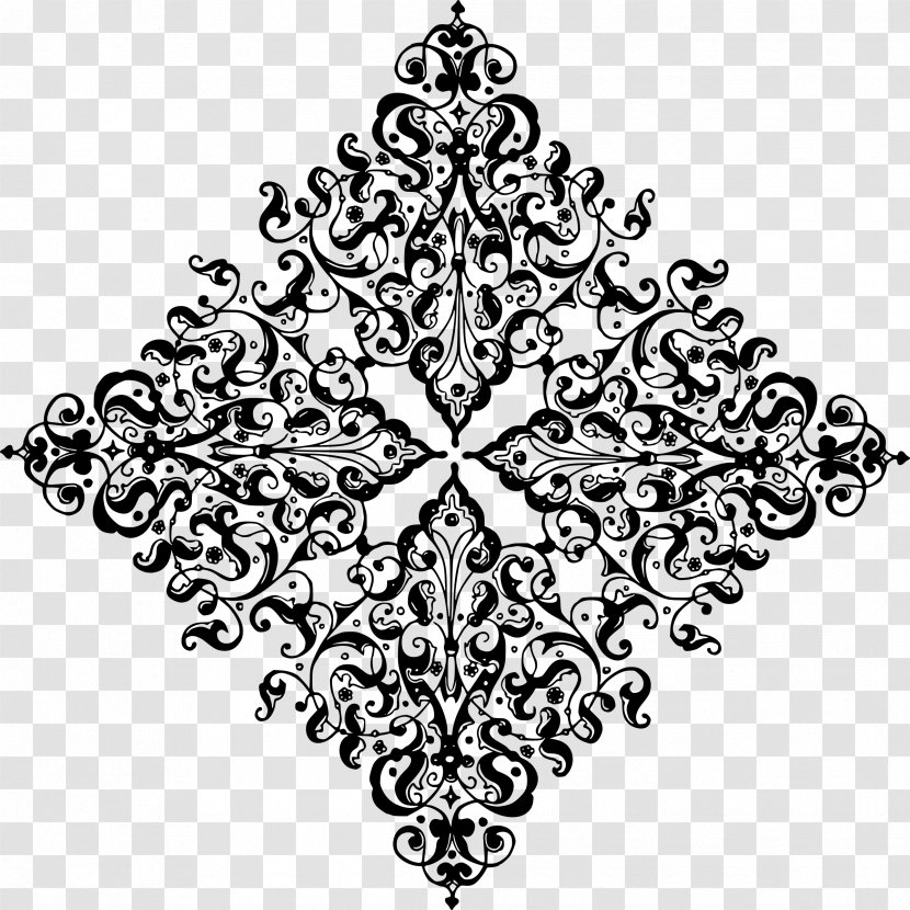 Black And White Ornament Drawing - Symmetry - Floral Design Transparent PNG