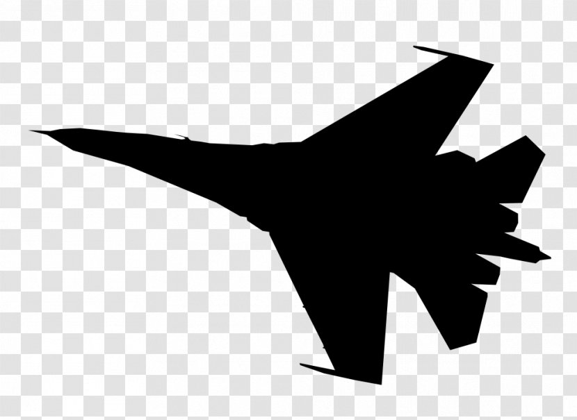 Sukhoi Su-27 McDonnell Douglas F-15 Eagle PAK FA Su-30 - Black And White - Plane Silhouette Figures Material Transparent PNG