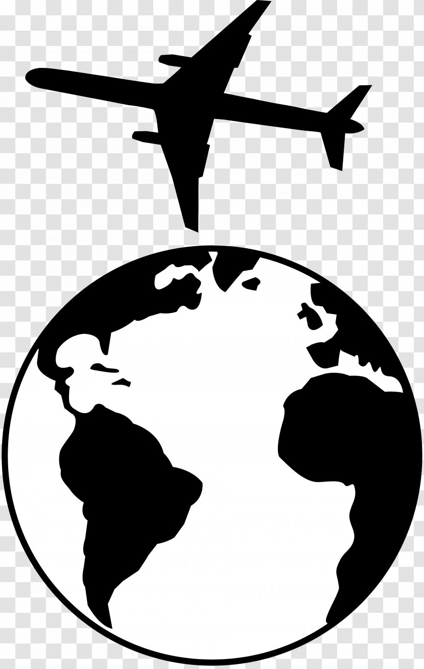 Earth Globe Black And White Clip Art - Website - Airplane Walking Cliparts Transparent PNG