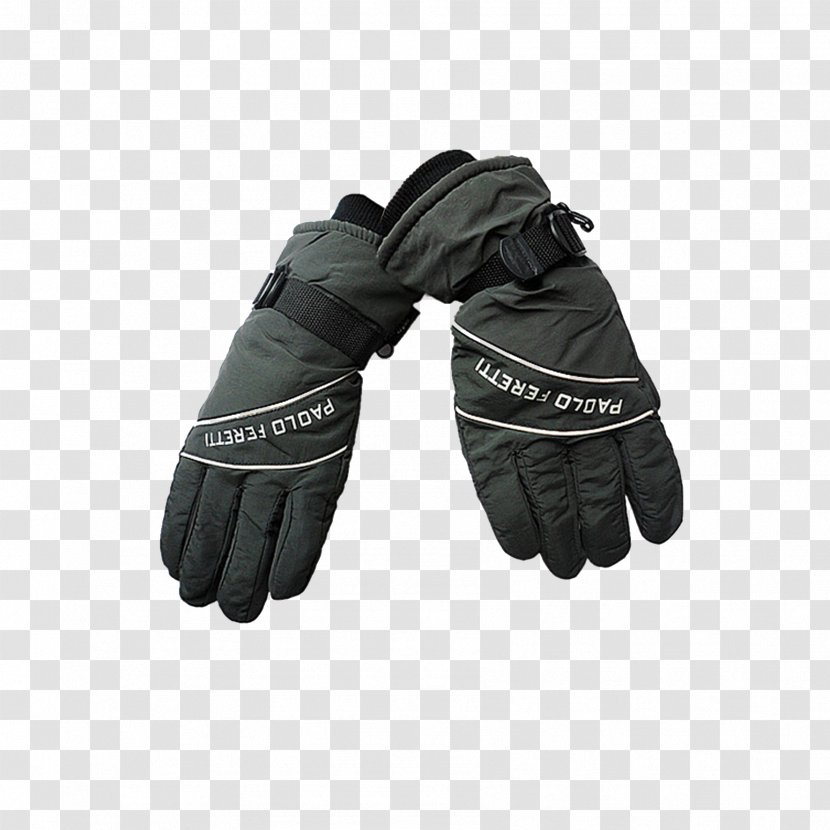 Glove Winter Leather - Black Warm Gloves Transparent PNG