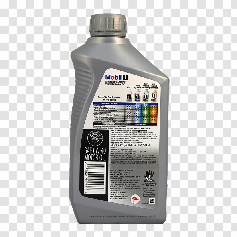 Motor Oil Mobil 1 ExxonMobil Transparent PNG