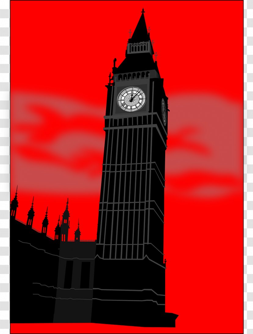 Big Ben Palace Of Westminster Tower Silhouette - Landmark Transparent PNG