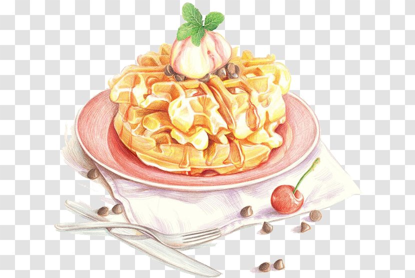 Waffle Pancake Crxeape Food Watercolor Painting - Ice Cream - Cake Transparent PNG