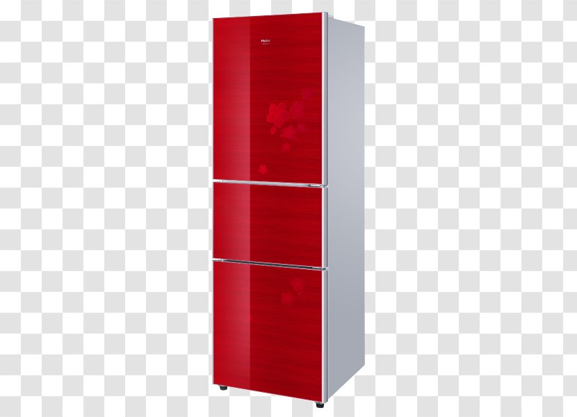Refrigerator Gratis Euclidean Vector - Furniture - Red Three Door Transparent PNG