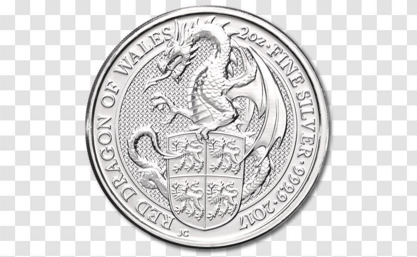 Silver Coin The Queen's Beasts Dragon - Nickel - Metal Transparent PNG