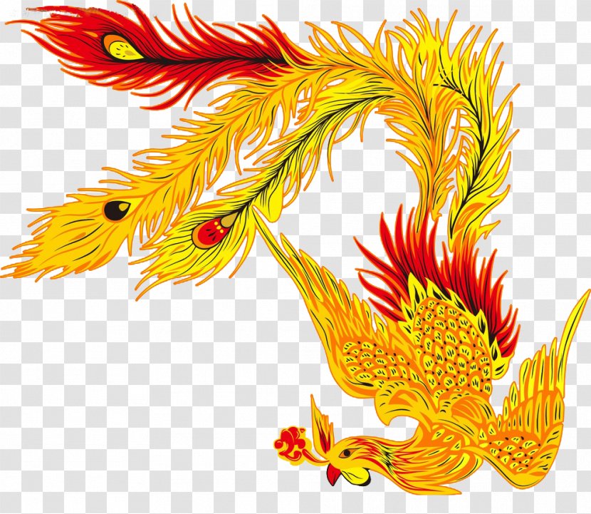 Fenghuang Budaya Tionghoa Phoenix - Qilin - Noble Golden Flying Transparent PNG