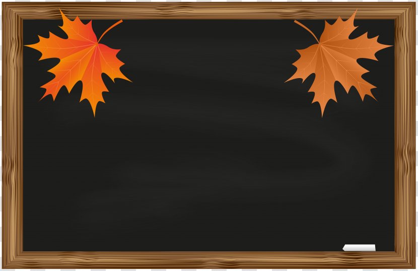 Blackboard School Clip Art - Animation - Board With Autumn Leaves Transparent PNG