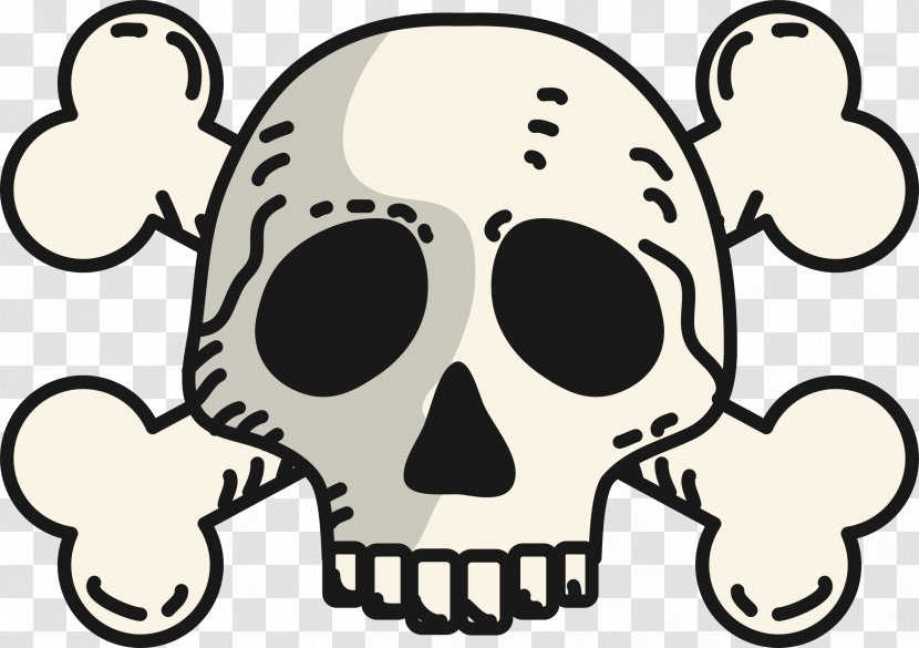 Skull And Crossbones Jolly Roger Clip Art Illustration - Watercolor Transparent PNG