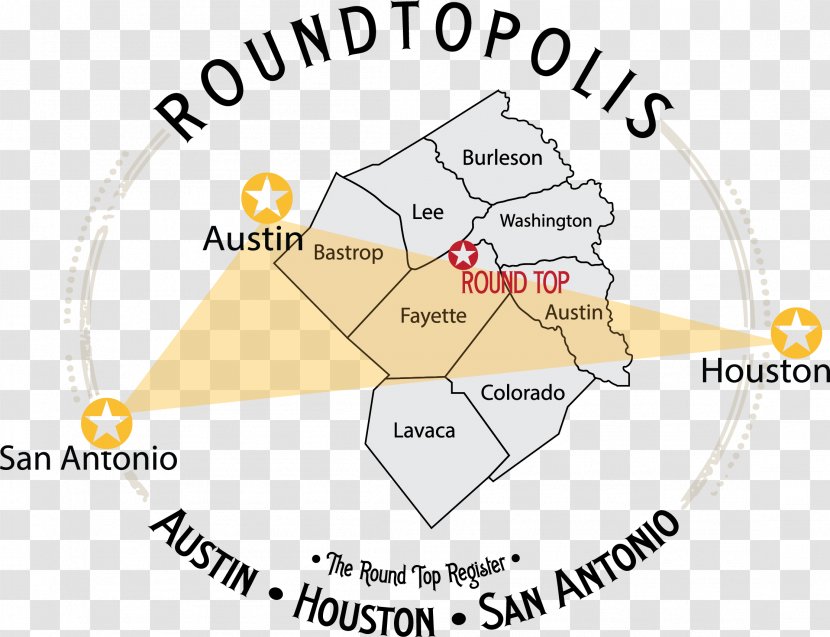 Round Top Organization Line Diagram Angle - Map - Rural Towns In Texas Transparent PNG