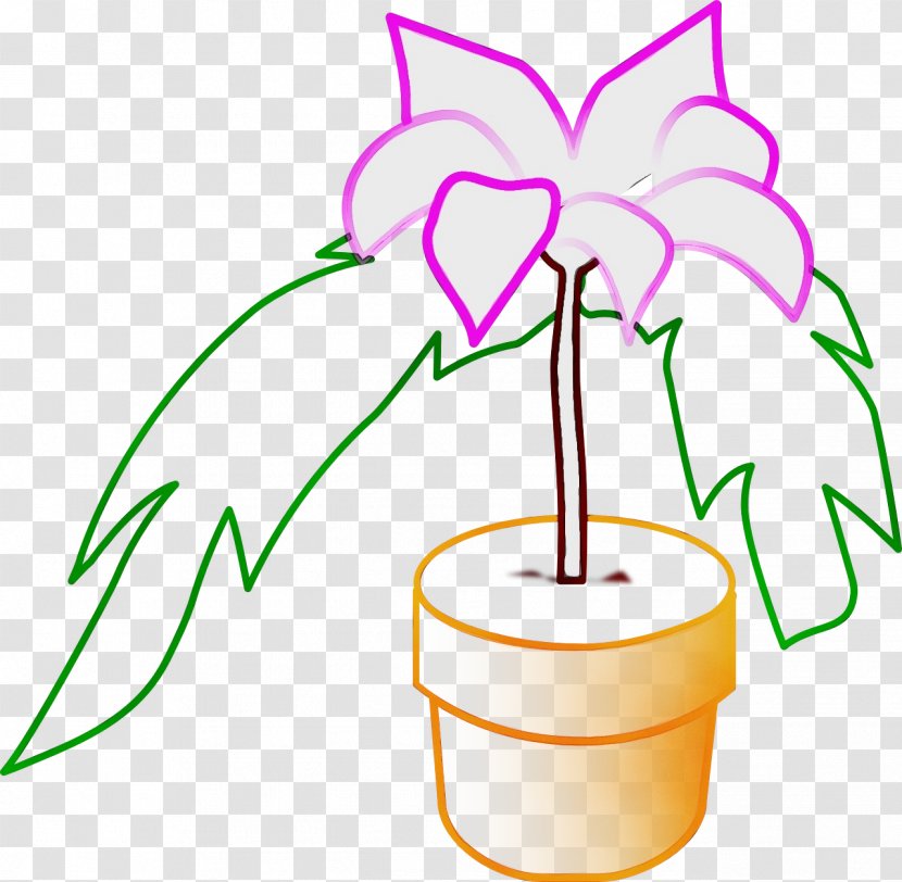 Flower Line Art Plant Stem Leaf - Flowerpot - Herbaceous Transparent PNG