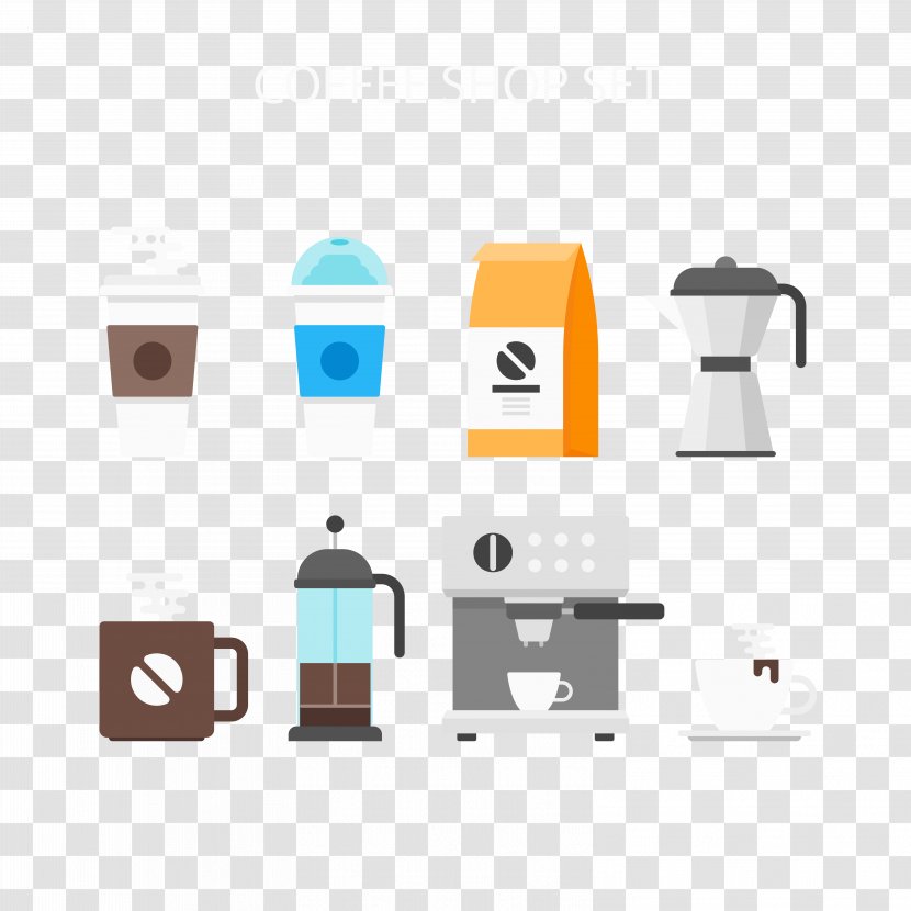 Coffeemaker Cafe - Text - Vector Flat Coffee Equipment Transparent PNG