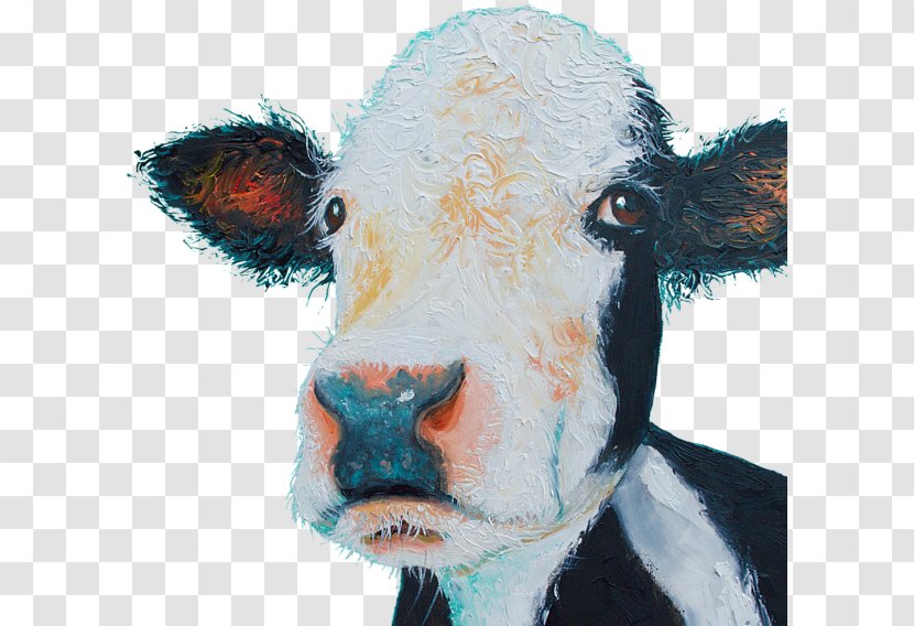 Calf Hereford Cattle Oil Painting - Paint - Fine Art Transparent PNG