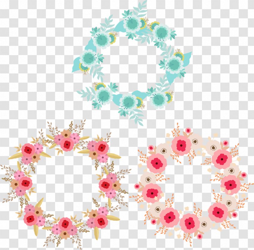 Pink Flower Blue - Rectangle - Decorative Garland Transparent PNG