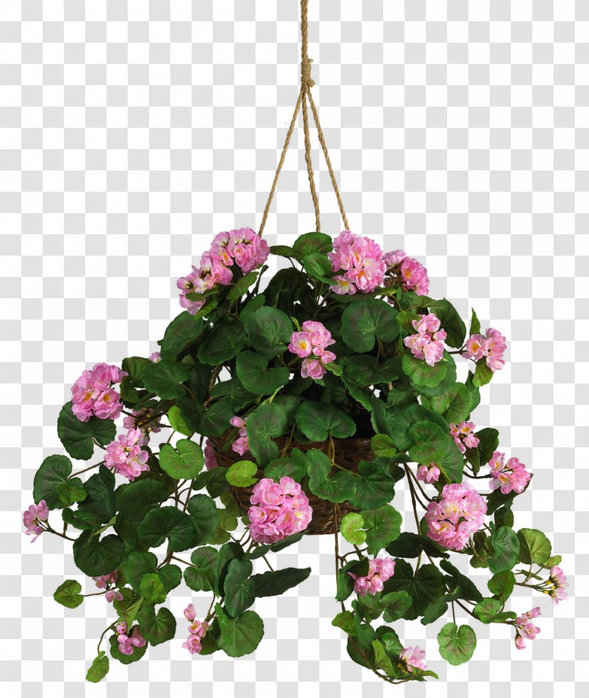 Hanging Basket Artificial Flower Silk Crane's-bill - Pot Transparent PNG