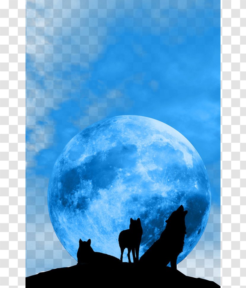 January 2018 Lunar Eclipse Blue Moon Supermoon Full - Wolf Transparent PNG