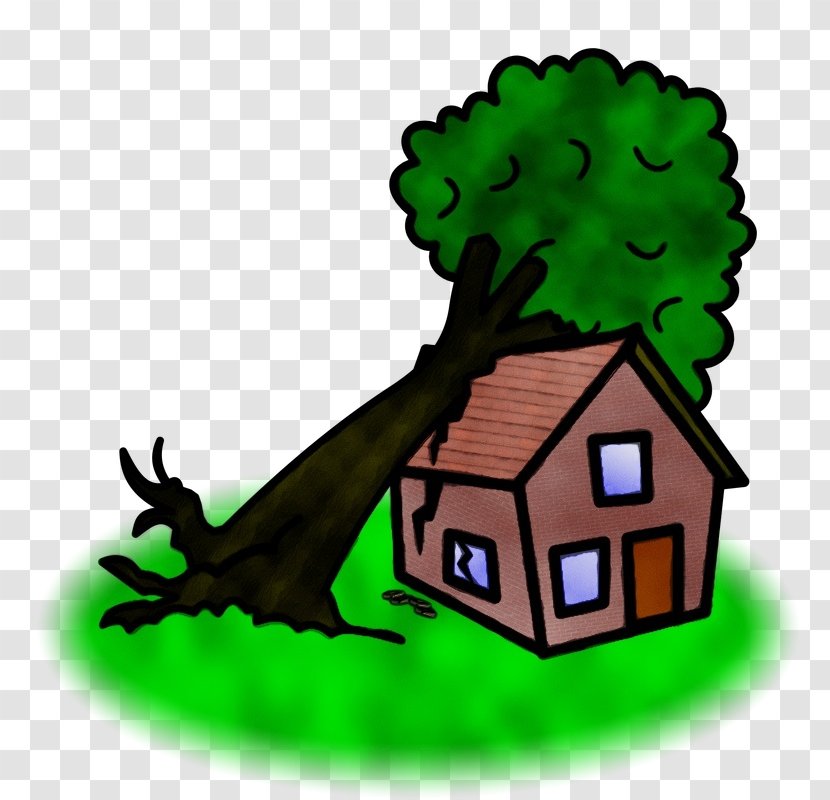 Green Cartoon Clip Art Tree House - Fictional Character Transparent PNG