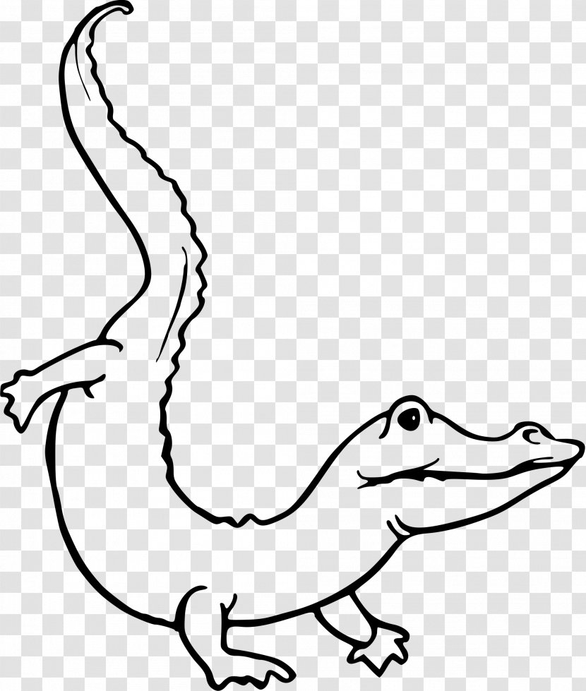 Crocodile Alligator Drawing Line Art - Monochrome - Reptile Transparent PNG