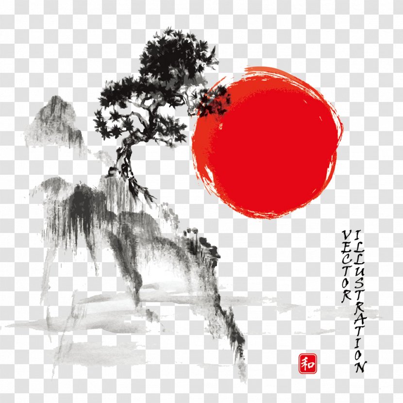Ink Wash Painting Drawing Japanese Art Watercolor - World - Japan Landscape Paintings Image Transparent PNG
