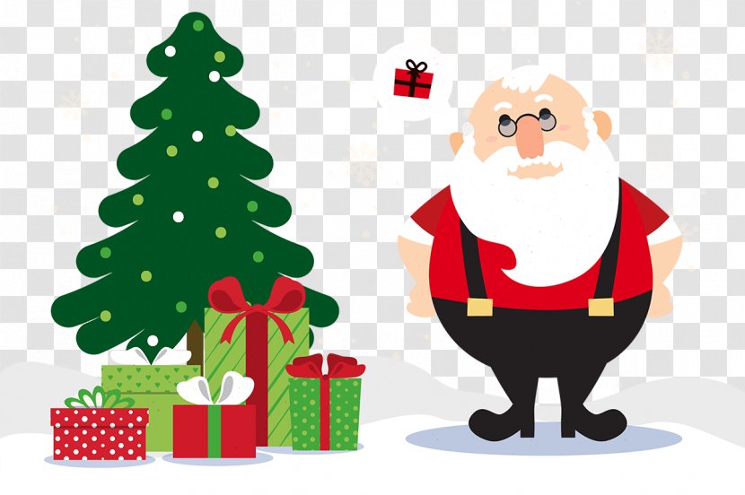 Rudolph Santa Claus Gift Christmas - Tree - And Gifts Vector Material Transparent PNG