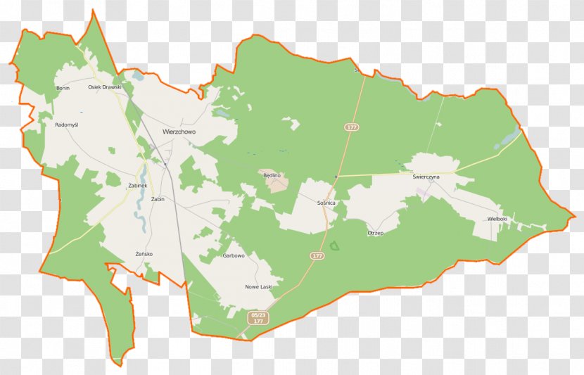Wierzchowo, Drawsko County Żeńsko, Żabin, West Pomeranian Voivodeship Sośnica, Wielboki - Map Transparent PNG