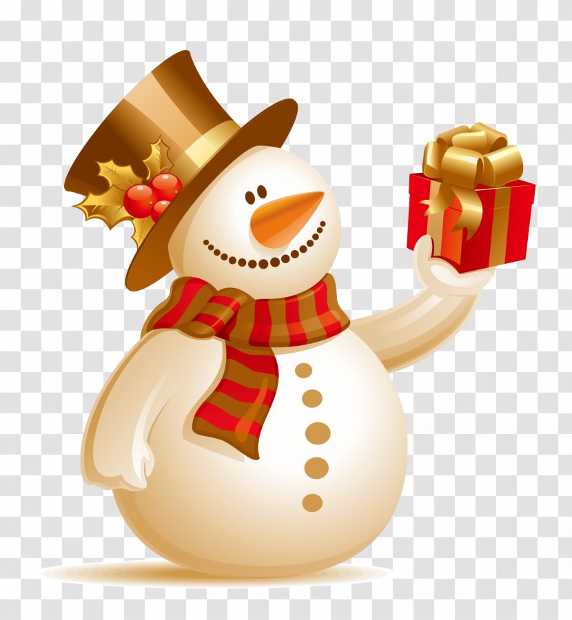 Christmas Snowman Wallpaper - Holding Gift Vector Transparent PNG